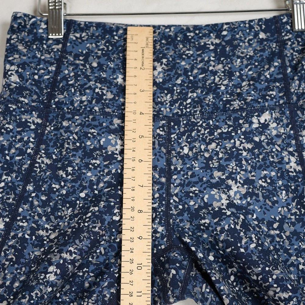 Athleta Medium Leggings Blue Speckled Mesh Panel High Waisted Performance Womens